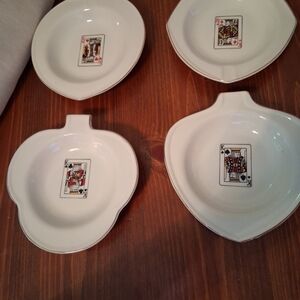 Playing Card Design White Ceramic Dish Set